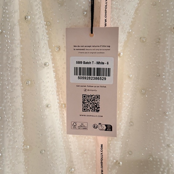 Oh Polly Cream Pearl Embellished Dress - Picture 5 of 8